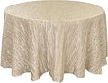 Mantel Redondo YOUR CHAIR COVERS 120" Tafetán Crinkle Champagne — Elegante para Bodas y Eventos