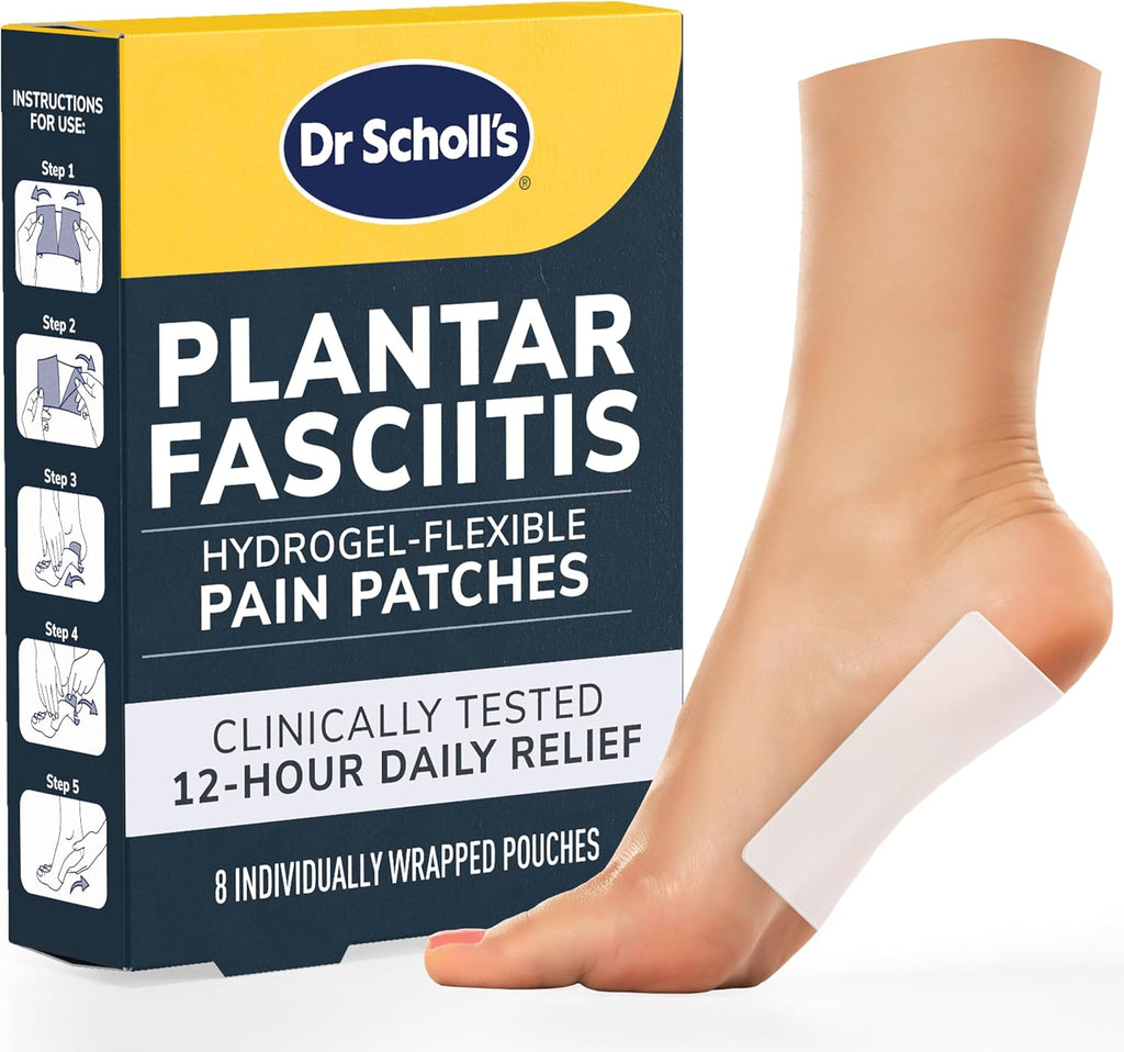 Parches para el dolor de fascitis plantar Dr. Scholl's con tecnología de hidrogel flexible, 8 unidades // Alivio del dolor diario durante 12 horas, clínicamente probado - Se adapta a la forma de su pie - Con lidocaína y mentol, 8 tratamientos