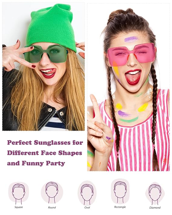 Pack 51 Pares Gafas de Sol Divertidas Chumia – Colores Caramelo, Sin Marco, Cuadradas y Rectangulares para Fiesta