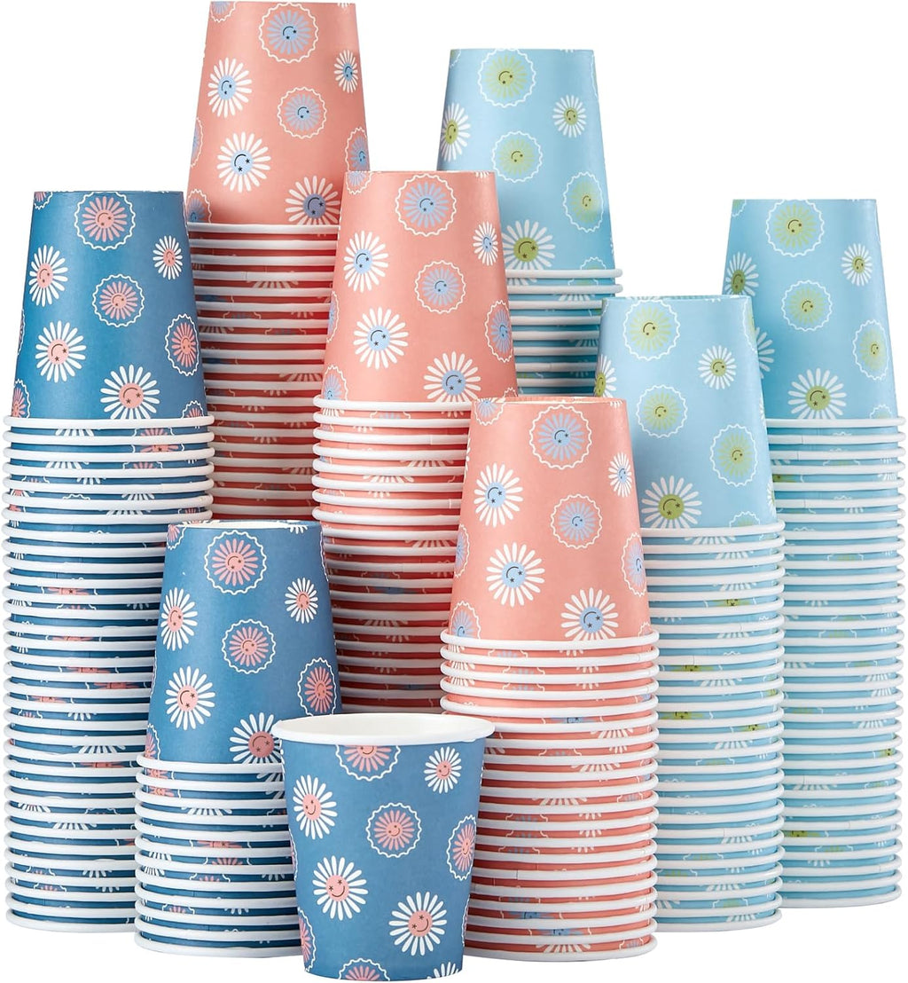 SIUQ 600 Vasos de Papel 5 oz | Desechables para Bano | Pequenos para Enjuague Bucal | Bebidas Frias o Calientes | Mini Vaso para Fiesta, Picnic, BBQ y Viaje | Diseno Margaritas