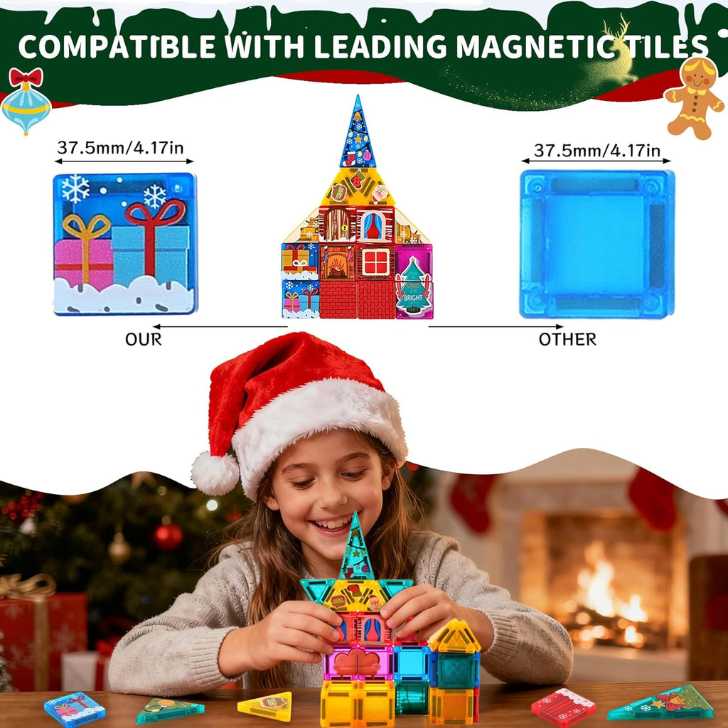 Enjoyjoy Mini azulejos magnéticos – 50 piezas de azulejos magnéticos de viaje 2025 juego de azulejos magnéticos portátiles sobre la marcha para niños de 4 a 8 años, bloques de construcción magnéticos
