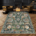 RUGSURE Alfombra Lavable Antideslizante, Resistente a Manchas y Agua, para Sala, Dormitorio, Cuarto de Ninos, Diseno Tribal Vintage, Verde, 3 x 5 pies