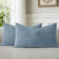 Fundas de cojín decorativas de chenilla azul de 30x50 cm (paquete de 2) Fundas de cojín decorativas modernas estilo granja con diseño de cruz Decoración moderna para el hogar: sofá, dormitorio, sala de estar