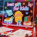Pizarra LED para niños: pizarra electrónica blanca de acrílico borrable, tableta de dibujo de 40 x 30 cm, 6 modos y 8 colores de luz, juguete para niños con 13 LED, regalos de cumpleaños y días festivos para niñas y niños.