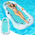 Flotador inflable para piscina Shinepool para adultos, 221 x 119 cm, tumbona grande con nevera portátil para mascotas, flotador 2 en 1 para tomar el sol con portavasos y reposacabezas para fiestas en el jardín, la playa y el lago.