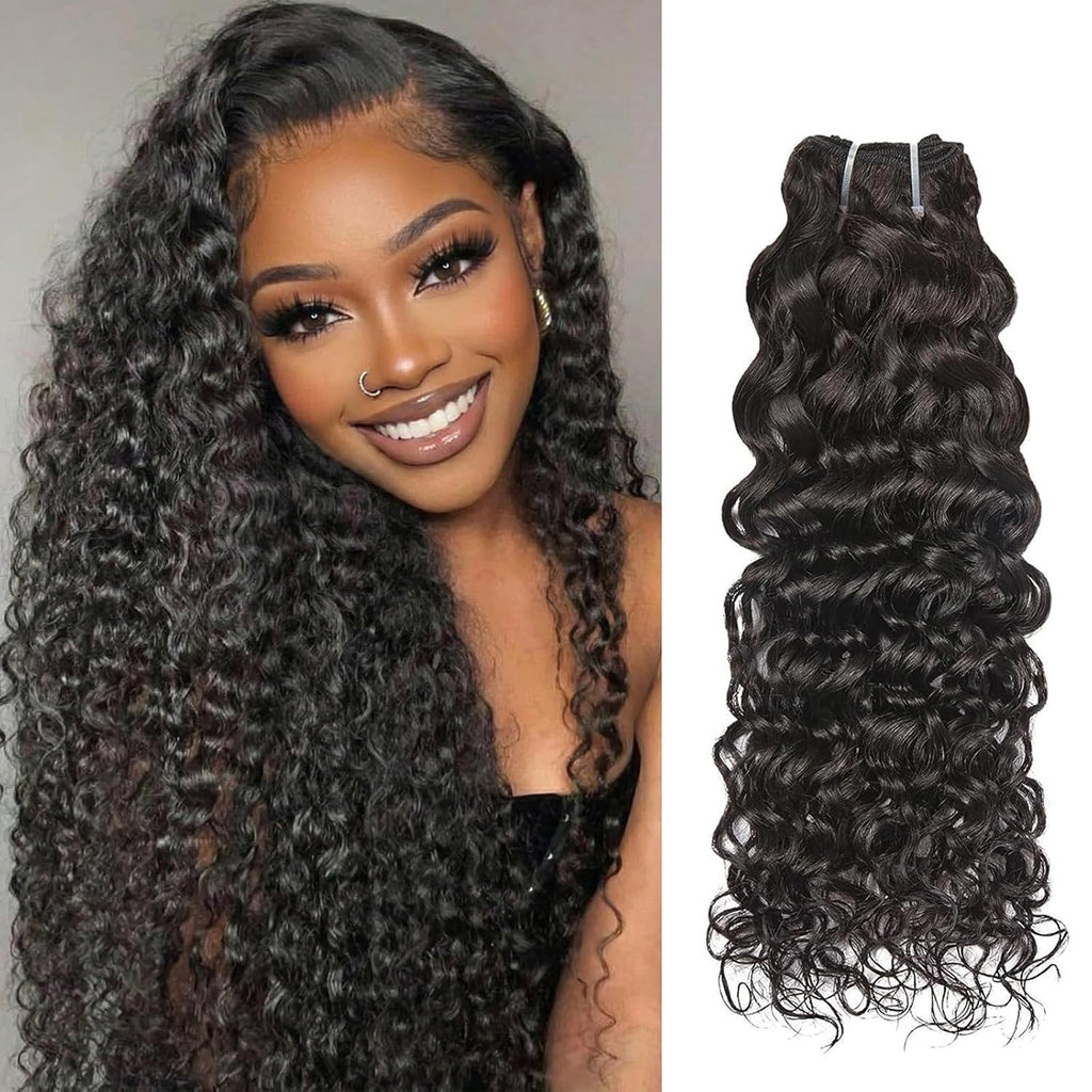 Manojos Wequeen 16A Onda Profunda Onda de Agua Cabello Humano Manojos 100% Cabello Virgen Brasileño sin Procesar Paquetes Tejido Rápido Extensiones Cabello Humano Cabello Real Onda Agua 51 cm