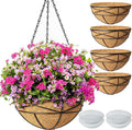 Maceteros Colgantes Karlliu Pack de 4 de 10 Pulgadas | Canastas de Alambre Metálico con Forros de Coco Natural | para Plantas de Exterior y Jardín