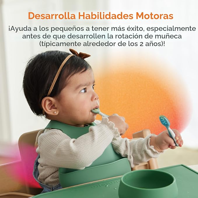 NumNum Juego de cucharas para bebé, utensilios esenciales Pre-Spoon GOOtensils para 6+ meses, cucharas de autoalimentación de primera etapa para destete guiado por el bebé (BLW)