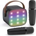 Mini máquina de karaoke YLL para niños y adultos, regalo de cumpleaños para niños de 3, 4, 5, 6, 7, 8, 9 años o más, altavoz Bluetooth portátil con 2 micrófonos inalámbricos recargables para fiestas familiares en casa (negro).