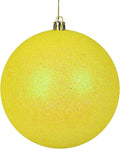 Set 12 Bolas de Purpurina Amarilla para Árbol de Navidad | 7.62 cm | Plástico