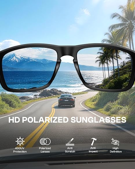 Gafas de sol polarizadas para hombres y mujeres, retro, cuadrados, protección UV400, marco ligero, gafas de sol para conducción