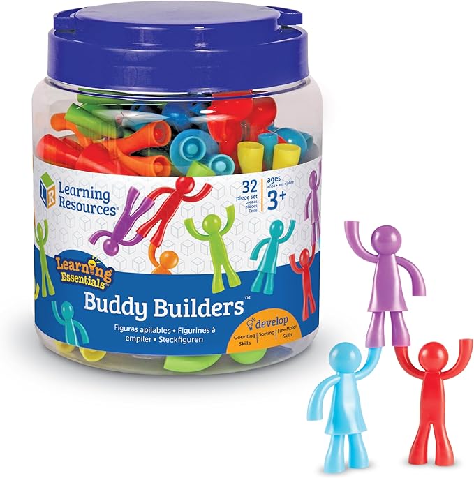 Learning Resources Buddy Builders, Fine Motor, juguete de coordinación mano ojo, 32 piezas, a partir de 3 años