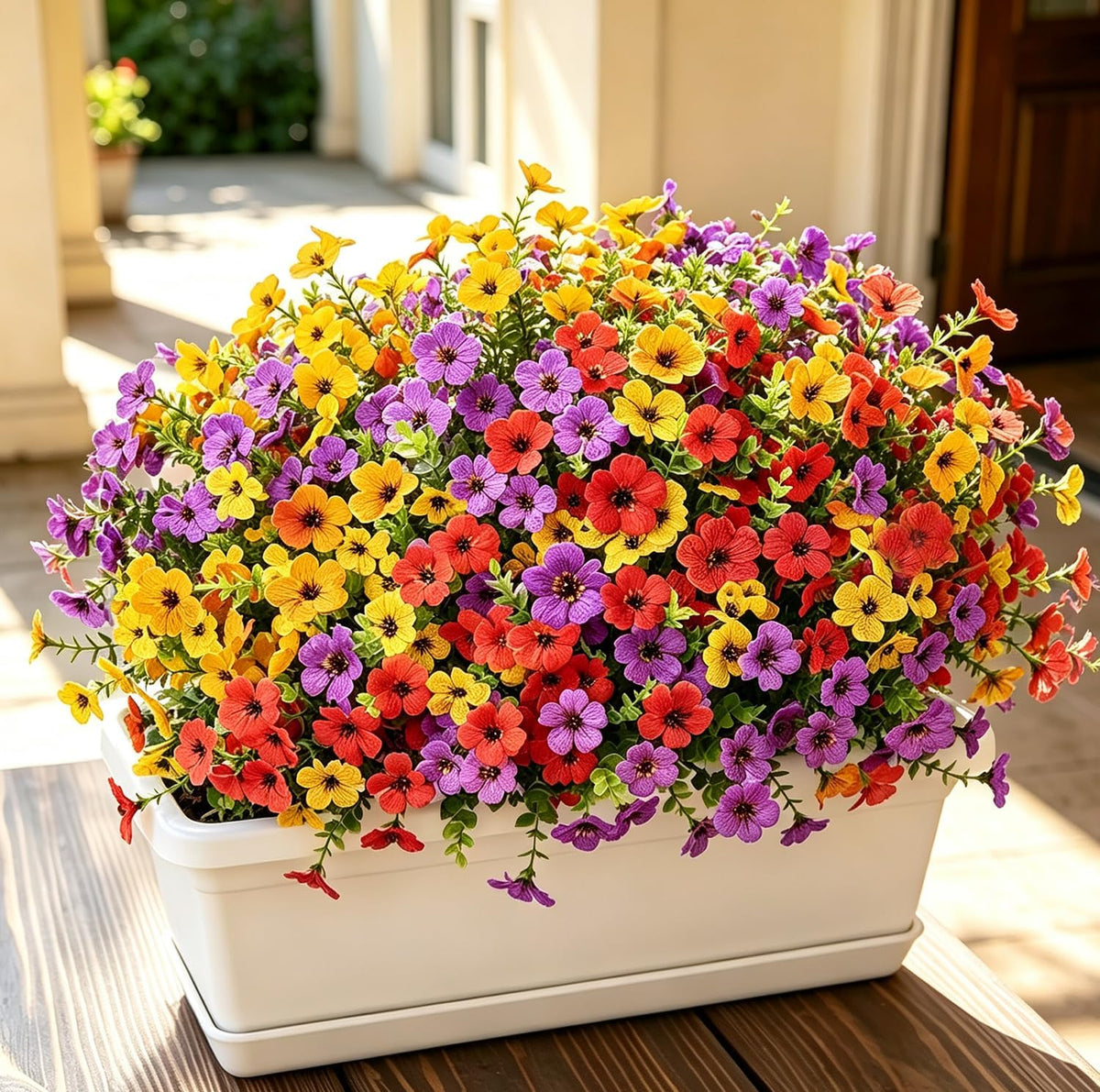 Flores artificiales HIFIDECKY para exteriores, 20 manojos, flores artificiales, plantas artificiales, decoración de primavera y verano, flores artificiales de seda resistentes a los rayos UV para porche, patio, maceta, jardinera