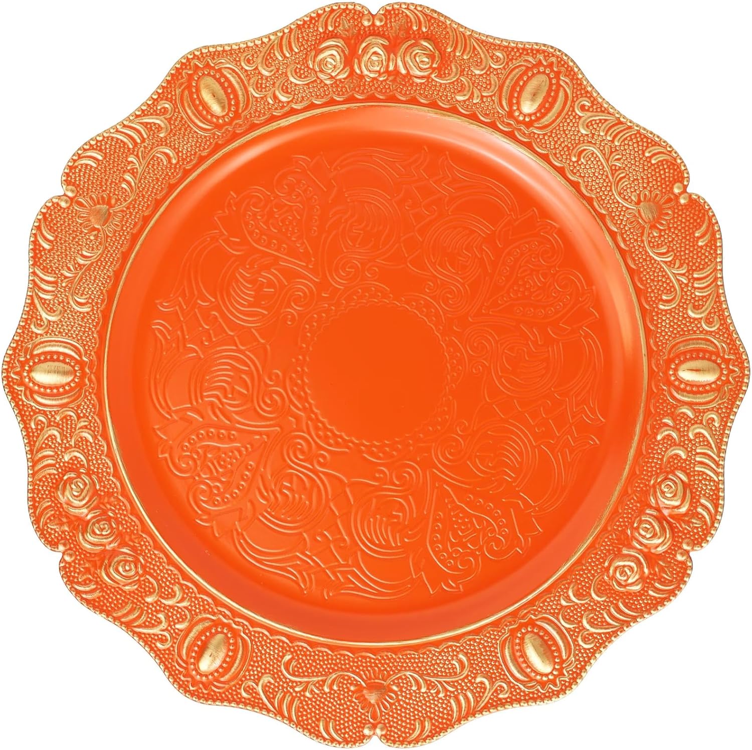 Spsyrine Orange Charger plates, 13 Inch Set of 6 Chargers for dinner plates, Serve ware Plate for Wedding Bulk, Parties, Christmas, Holiday Table Setting, F8O