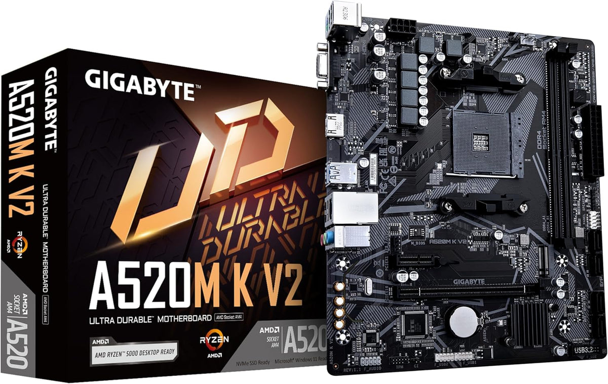 Placa base Gigabyte A520M K V2 (AM4/2xDDR4/HDMI/D-Sub/M.2/USB 3.2)