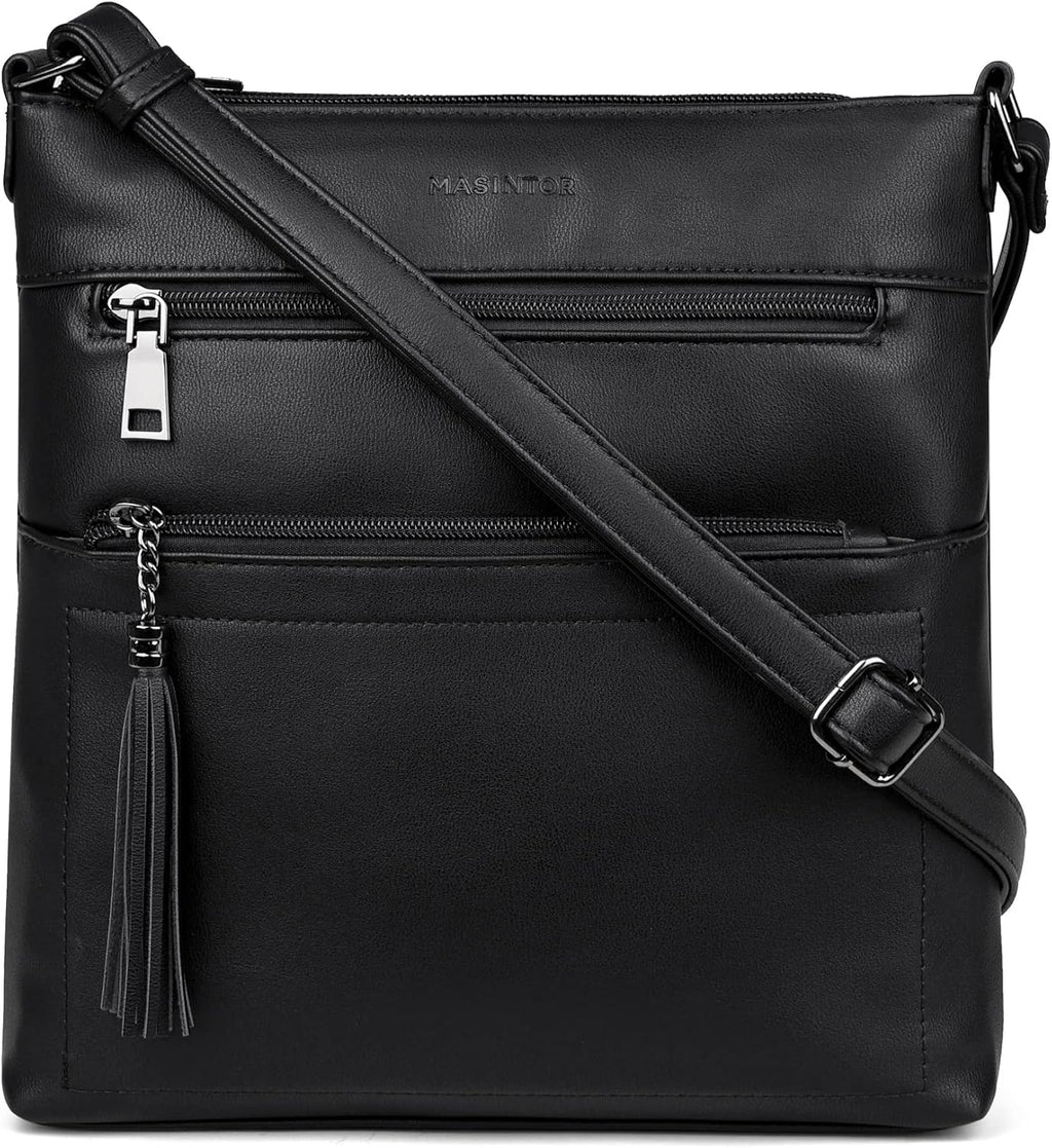 Bolsos cruzados MASINTOR para mujer, bolso cruzado informal con múltiples bolsillos, bolso de hombro con correa ajustable y borla 