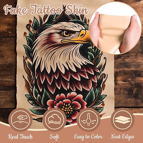 Sukh Piel de práctica de tatuaje, 10 unidades, piel de tatuaje falsa en blanco de silicona de doble cara para microblading y entrenamiento de cejas, piel flexible de tatuaje de 7.4 x 5.6 pulgadas de grosor para principiantes y artistas aprendices