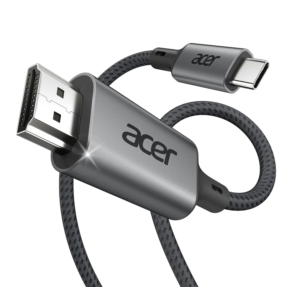 Cable Acer USB C a HDMI para oficina en casa, 2 metros (4K a 60 Hz), compatible con Thunderbolt 4/3, cable trenzado de alta velocidad tipo C a HDMI 2.0 para MacBook Neo, iPhone 17/16 Pro/Max, iPad Pro, Galaxy S25, Surface