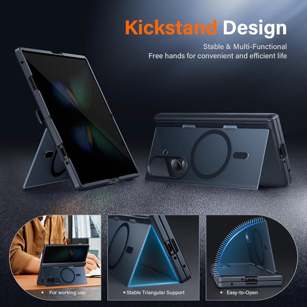 Funda MOBOSI para Samsung Galaxy Z Fold 7 | Protector Privacidad | MagSafe | Soporte Integrado | Protección Bisagra | Negro
