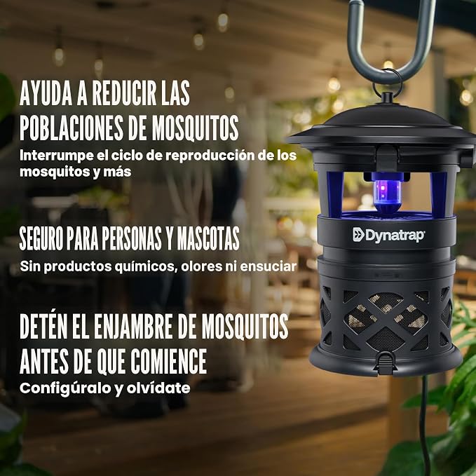 Dynatrap DT2030SR Trampas para Moscas al Aire Libre – Asesino de Mosquitos y de Insectos Voladores para 1 Hectárea – Mata Mosquitos, Moscas, Jejenes, Avispas – Alternativa al Bug Zapper – Negro