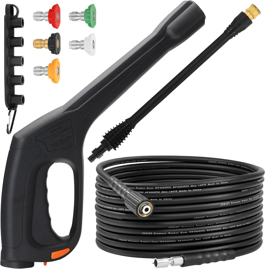 JOEJET Pistola y Manguera 32FT para Hidrolavadora | Lanza de Extension y 5 Boquillas | Compatible Portland Husky Ford