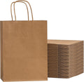RACETOP 50 bolsas de regalo marrones de 8 x 4.5 x 10.8 pulgadas con asas, bolsas de regalo de papel, bolsas de papel Kraft, bolsas de regalo a granel, bolsas de regalo para manualidades
