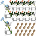 SOLO SE INCLUYE 9 CUERDAS Y NO SE INCLUYEN LAS FLORES-10 jarrones de cristal con diseño de ángel, transparente