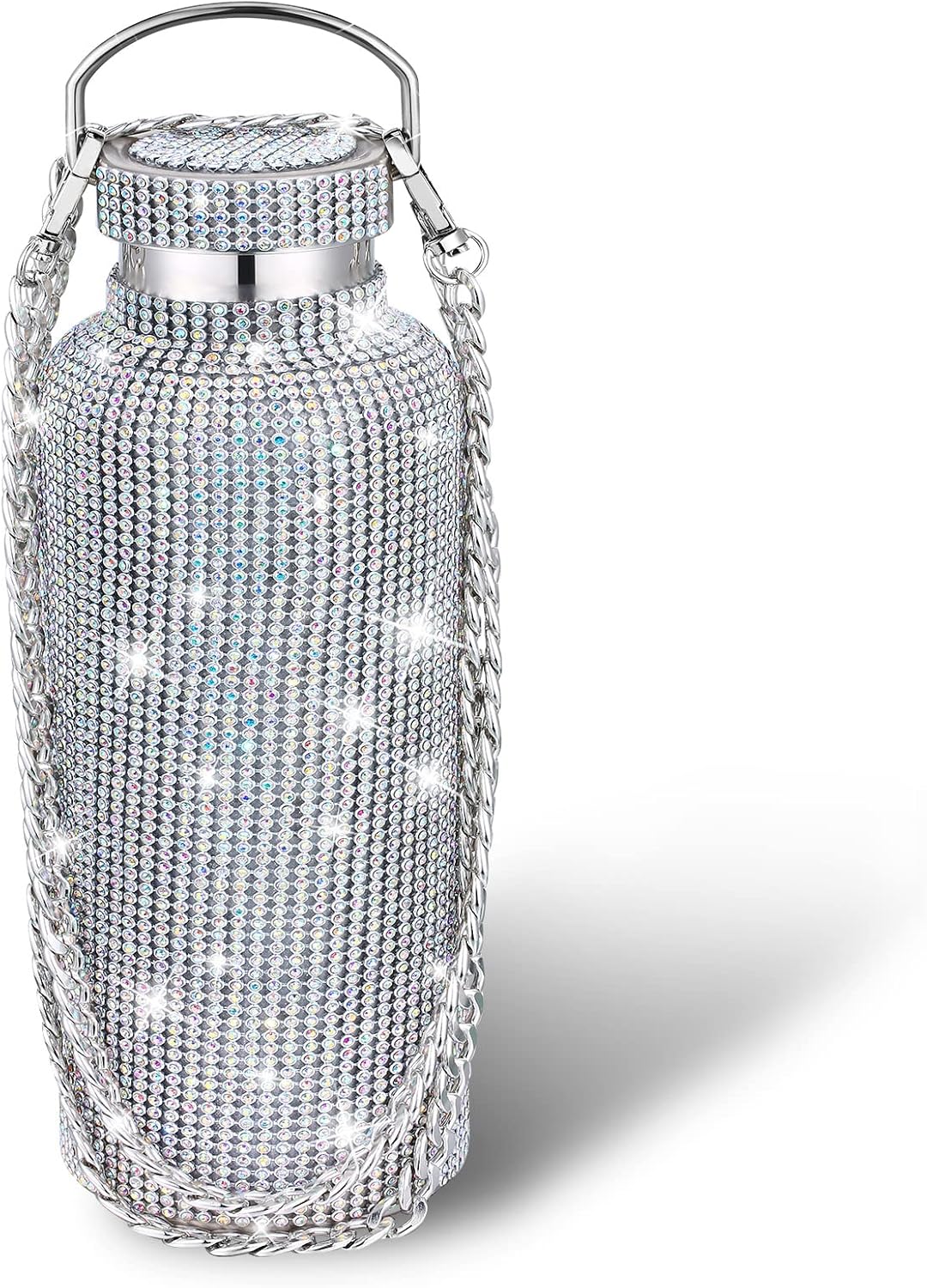 Botella Térmica Geiserailie Diamond 500 ml – Acero Inoxidable con Diamantes y Cadena