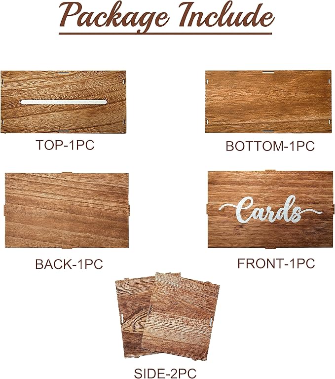 Caja de Madera para Tarjetas de Boda | Rústica | +120 Tarjetas | Bodas y Eventos