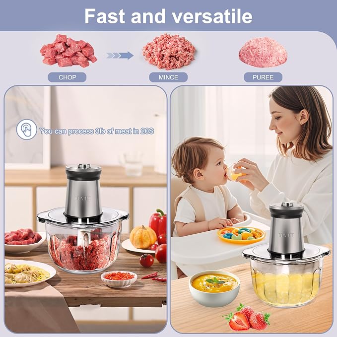 ⚠️ PRESENTA USO, NO AFECTA SU FUNCIONAMIENTO | Procesador de Alimentos Eléctrico BUMET 850W – Tazón Vidrio 16 Tazas, Cuchilla 6 Filos, Temporizador LED