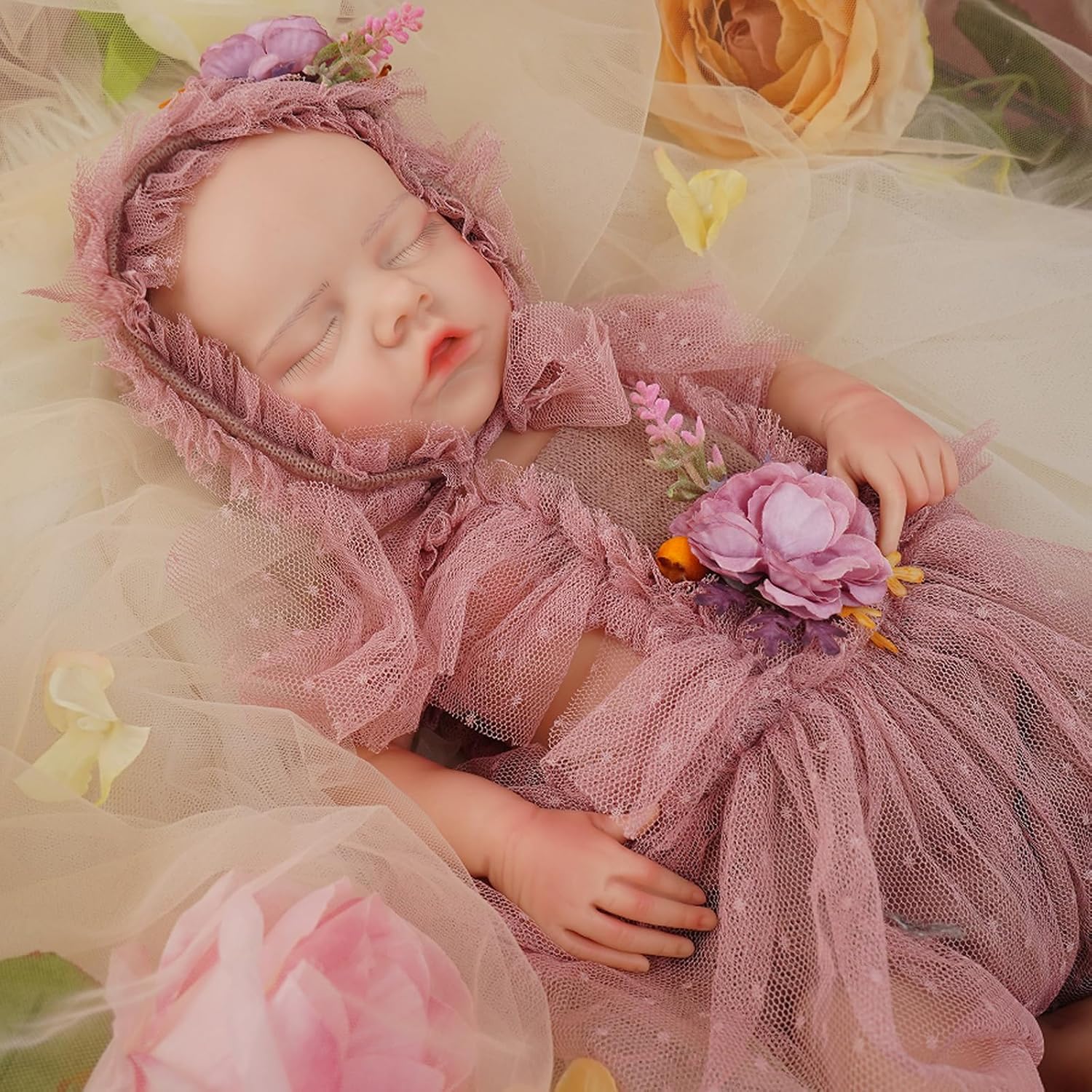 Muñeca bebé renacida de silicona de 18 pulgadas, realista, recién nacida, muñecas bebé renacidas de silicona de cuerpo completo durmiendo para terapia y recuerdo. 