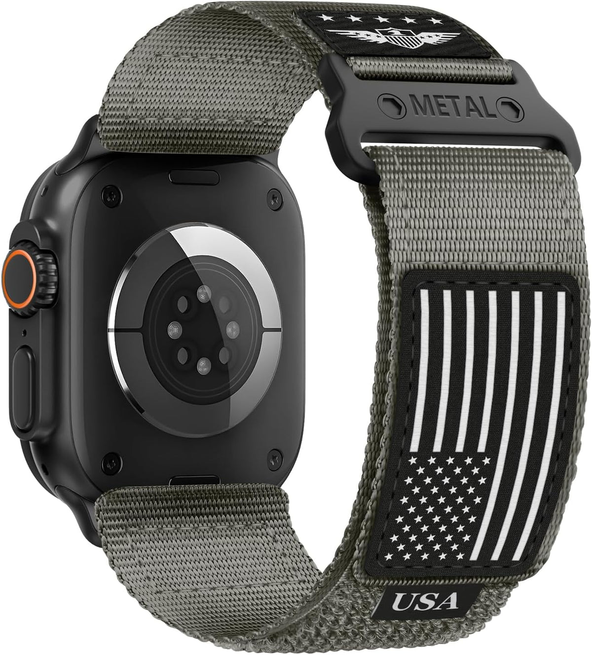 Banda de Nylon Tejida para Apple Watch Ultra 2/3 y Series 3-11 – Diseño Estrellas y Rayas, Compatible 42mm al 49mm
