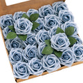 Flores artificiales Ling's moment, 25 rosas de Provenza con tallos, 7,6 cm (3 pulgadas), flores de espuma para ramos de boda/centros de mesa, decoración de fiestas al aire libre, decoración de habitaciones/mesas y jardines/macetas.