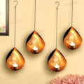 TIED RIBBONS Wall Hanging Tea Light Candle Holders | Iron, Golden | 18 Inch, Set of 4 | Votive Sconce Candle Holder for Home, Living Room, Wedding Decor, Pongal Decorations, Valentines Decorations
