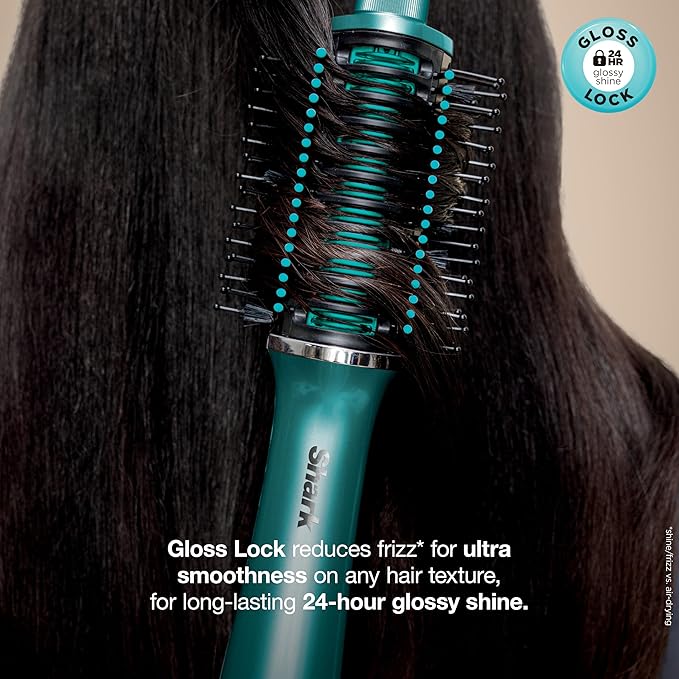 Secadora y Alisadora 2 en 1 Shark Glossi — Cerámica con Control de Calor, Color Jewel Teal (HT302TL)