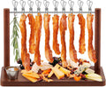 Wonderjune Estante Exhibidor de Tocino en Acacia 16'' – Bandeja Colgante para Servir Carnes, Bodas y Fiestas