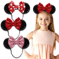 Diademas Minnie Bow SAMARKAND con Lentejuelas Brillantes | Elasticas Ajustables Orejas de Raton para Ninas y Mujeres