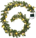 Guirnalda Navidena de Pino 6 Pies con Luces LED y Bayas – A Pilas con Temporizador