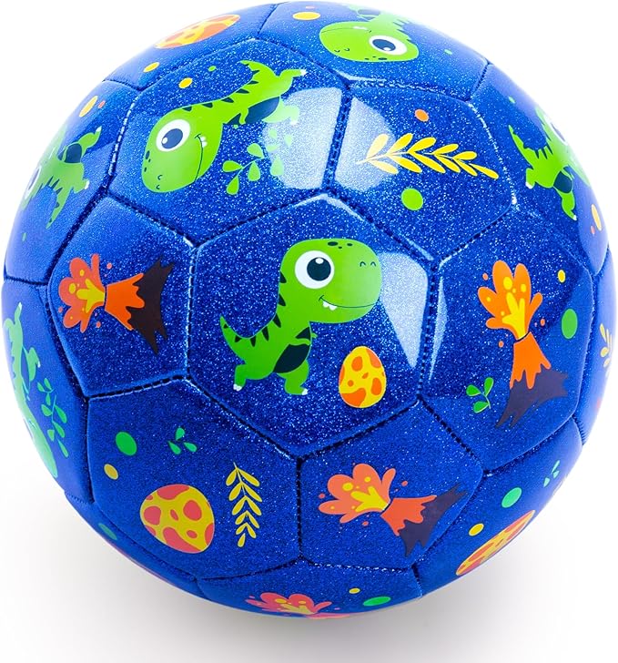 ⚠️ IMÁGENES SON REFERENCIAS, VER BIEN LAS FOTOS — INPODAK Balón de Fútbol Tamaño 2 para Niños, Dinosaurio Azul con Bomba y Bolsa de Malla