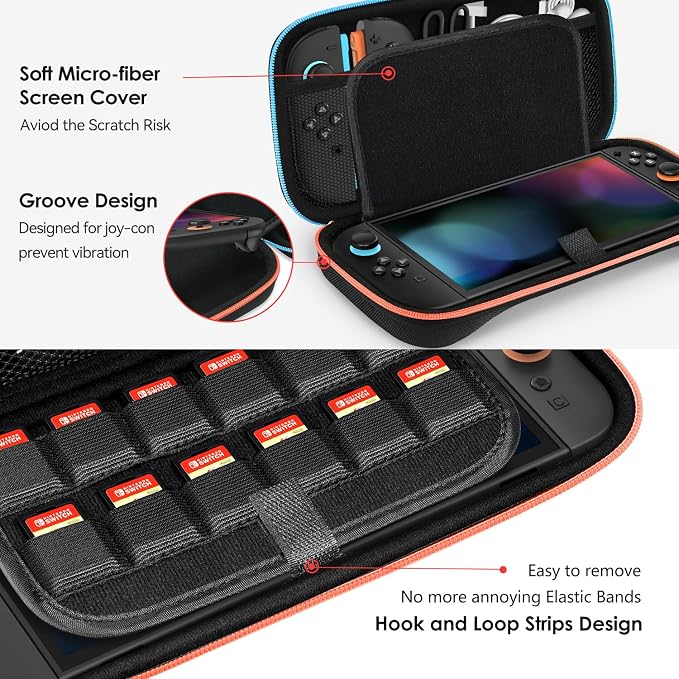 ivoler Funda Compatible con Nintendo Switch 2, Estuche de Transporte con 12 Cartuchos de Juego, Funda Protectora rígida de Viaje para Consola Nintendo Switch 2 y Accesorios