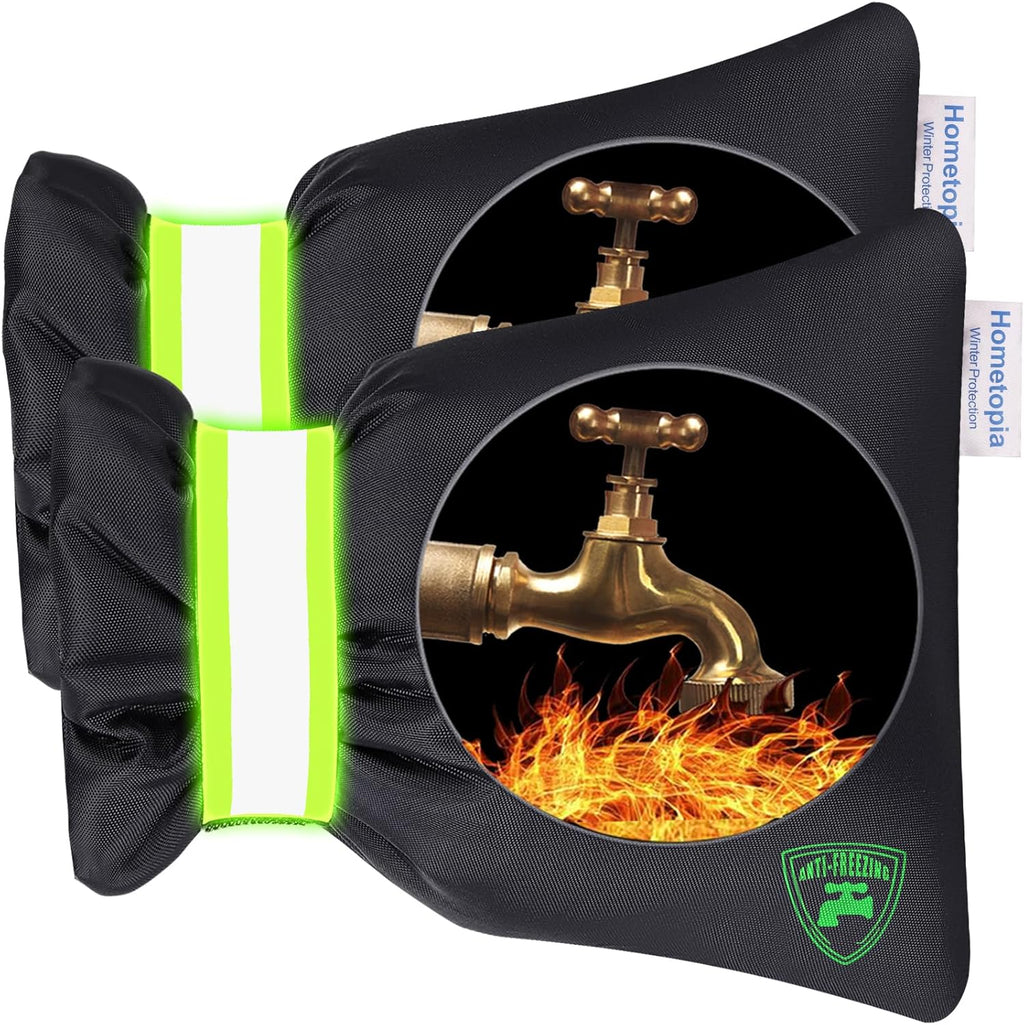 Cubiertas para Grifo Exterior Invierno 2Pack — Protección contra Congelamiento, Reutilizables e Impermeables, 6.7"x8.3", Negro