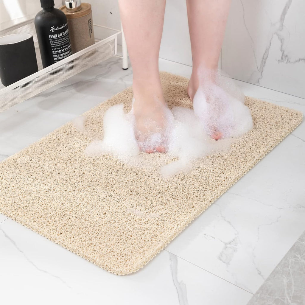 Alfombrilla antideslizante para bañera Hargiis, estropajo antideslizante de secado rápido para bañera, suelo, baño, hogar, cocina, hotel, color beige, 24 x 16 pulgadas.