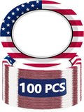 Paquete de 100 platos desechables del 250 aniversario, ovalados de 31 x 26 cm (12.2" x 10.2"), ideales para fiestas del 4 de julio, el Día de la Independencia. Platos de papel resistentes para picnics, cenas y cualquier ocasión.