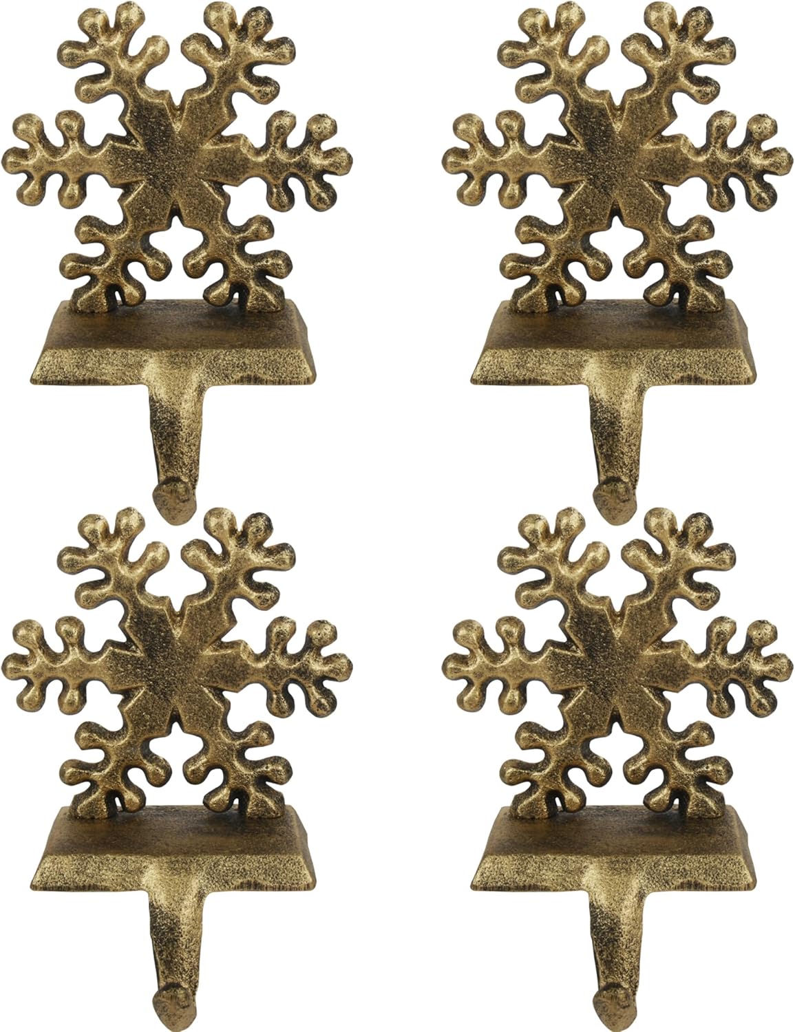 Ganchos para Medias Navideñas Copo de Nieve – Set de 4 Piezas en Hierro Fundido para Chimenea