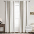 Nanspring Cream Linen 100% Blackout Curtains 84 Inch Length 2 Panels Set for Bedroom Back Tab Neutral Boho Farmhouse Decor Black Out Curtain for Living Room Office Thermal Insulated Drapes 52x84