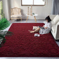 DweIke Alfombras Esponjosas de Color Rojo Burdeos para Dormitorio, Sala