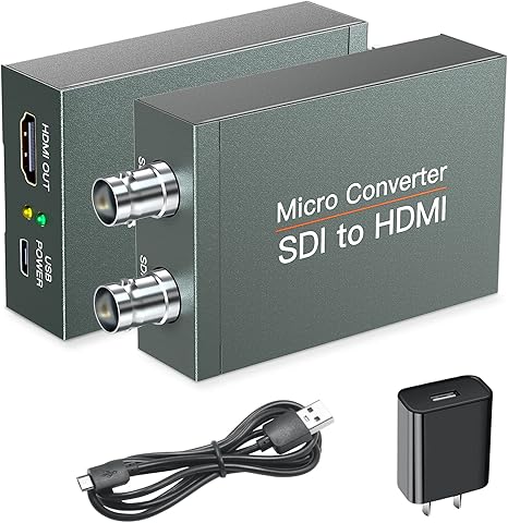 Convertidor SDI a HDMI con salida de bucle SDI, 1080p HD-SDI / 3G-SDI/SD-SDI a convertidor de video y audio HDMI, adaptador BNC a HDMI para cámara SDI, monitor, proyector