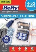 Bolsas de almacenamiento al vacío Hefty Shrink-Pak - 4 bolsas grandes para ropa, almohadas, toallas o mantas - Bolsas de sellado al vacío que ahorran espacio, ideales para guardar debajo de la cama.