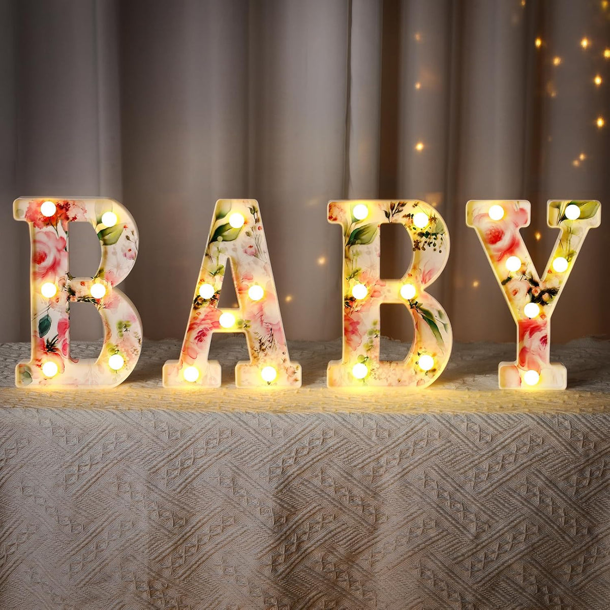 Letras Luminosas BABY Realspring 8.15" – Decoración Marquesina Rosa con Batería para Baby Shower, Gender Reveal y Cumpleaños