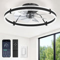 Ventiladores de techo LEDIARY con luz y control remoto, ventilador de techo de perfil bajo de 24'' con luz, ventiladores de techo Fandelier regulables de 3000-6000K - Negro